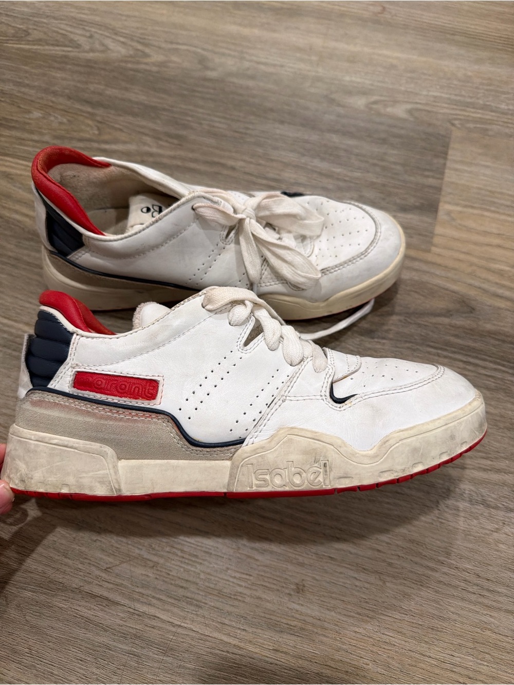Isabel Marant White Sneakers with Red and Navy Accents size 38